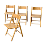 Set of 4 wooden folding chairs, 70s