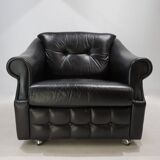 French Art Deco leather armchair, 1960