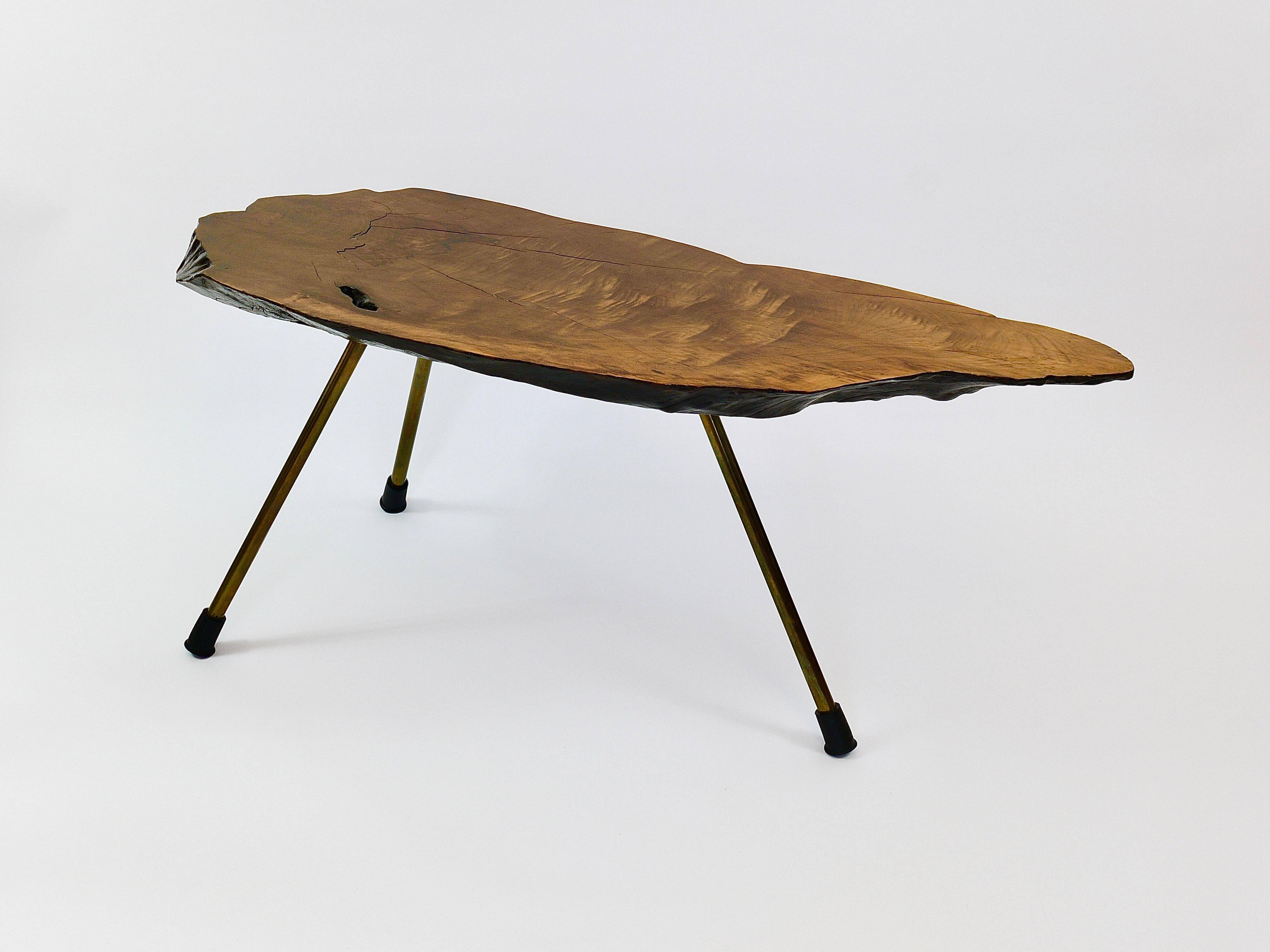 Original coffee table by Carl Aubock, large tree trunk in walnut from the mid-century, 1950s.