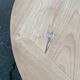 Round extendable dining table with a central pedestal base, renovated in raw wood, 150cm