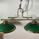 Lighting, billiard chandelier in brass and opaline