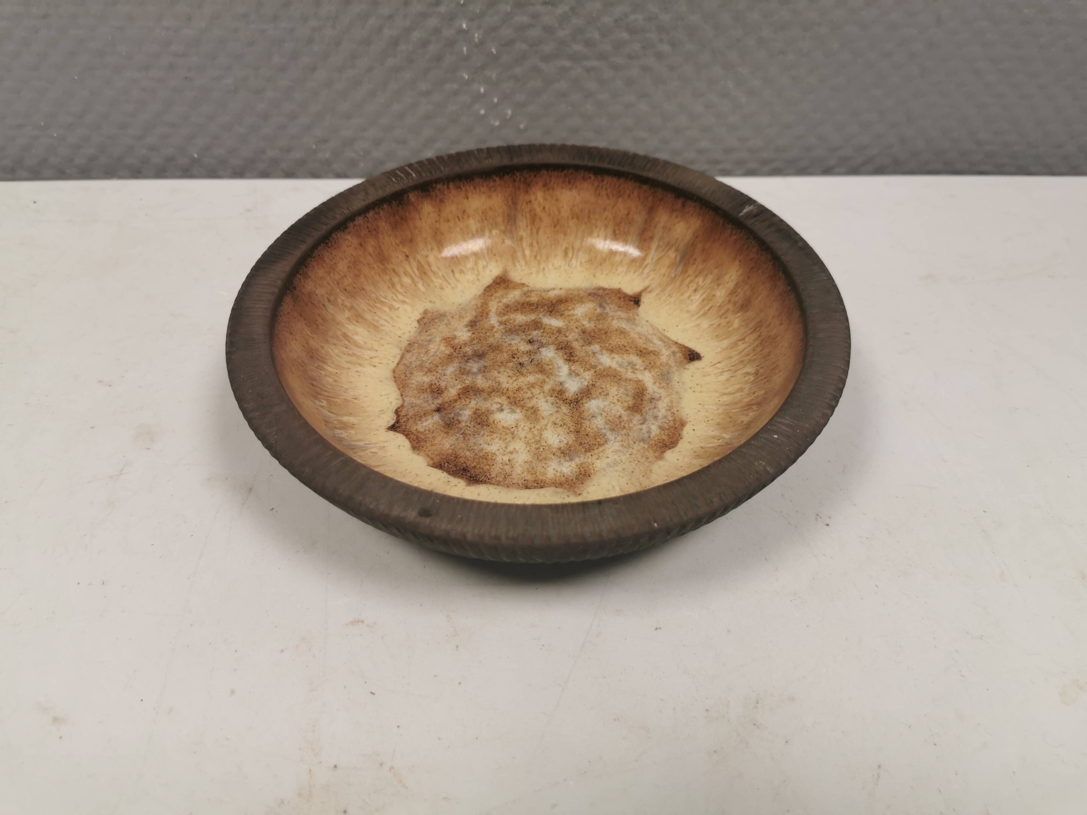 Delicious partially glazed ceramic dish 1970-80s