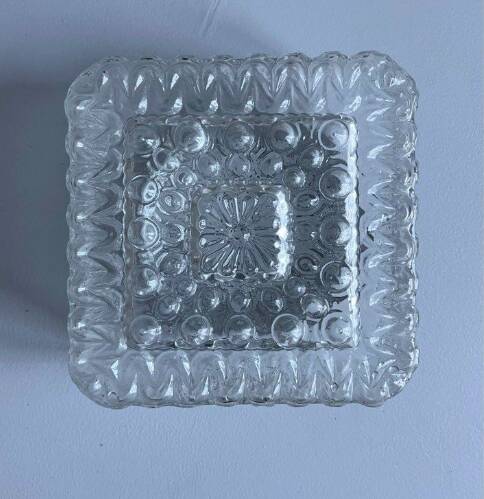 Square vintage moulded glass ceiling light fixture.