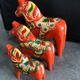 Set of 3 wooden dalecarlie horses
