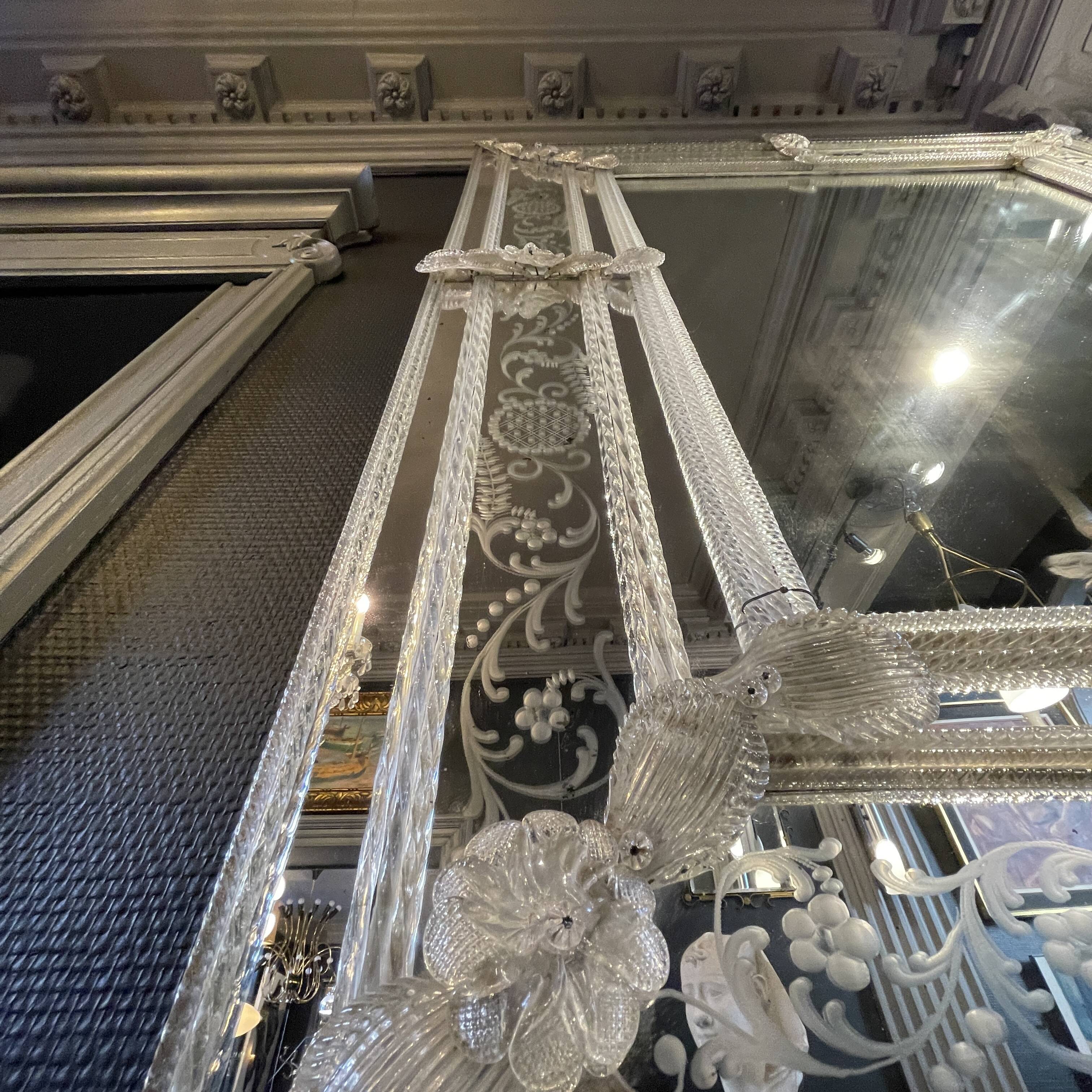 Barovier & Toso Murano, mirror with engraved borders, early 20th century.