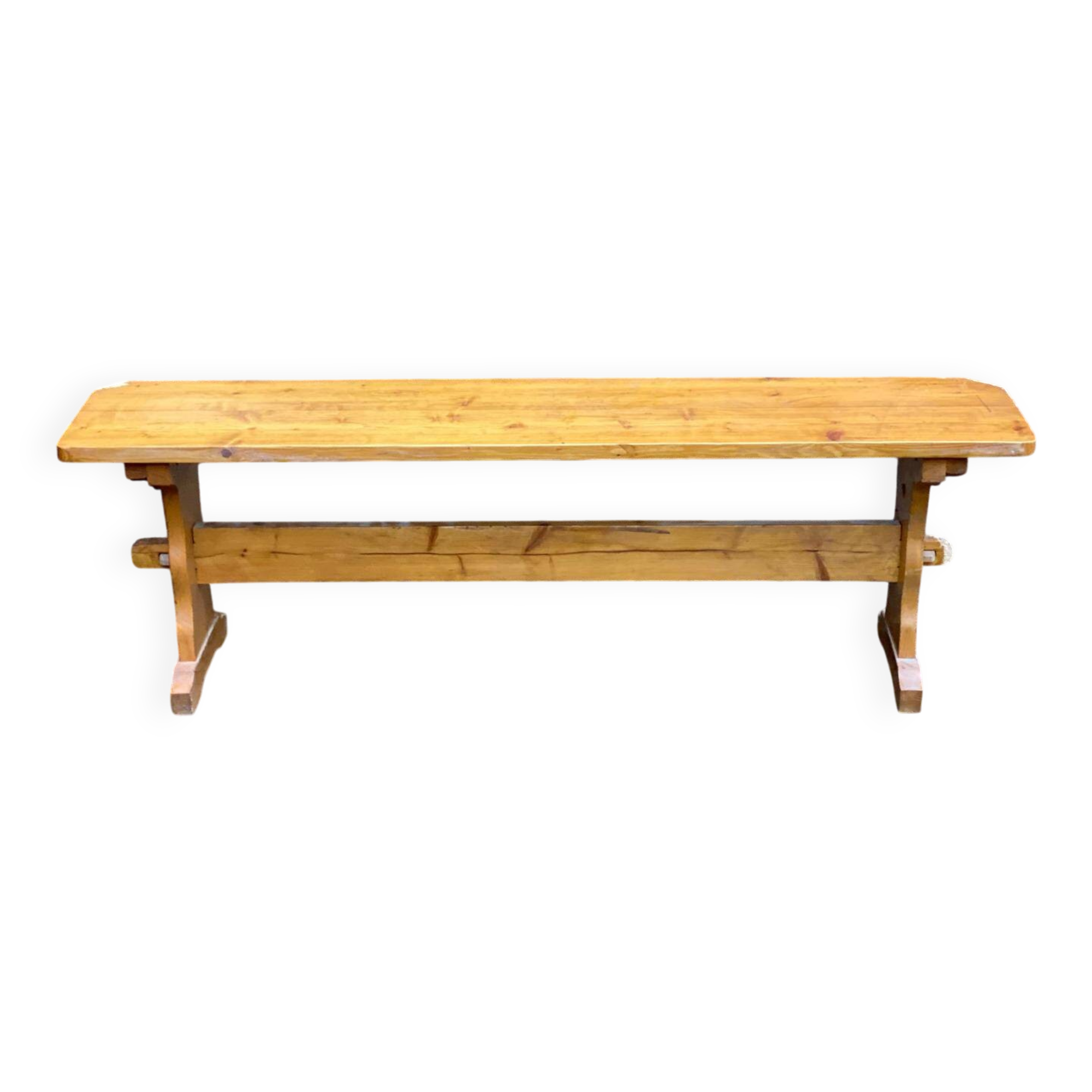 Banc de ferme vintage en bois massif 140cm