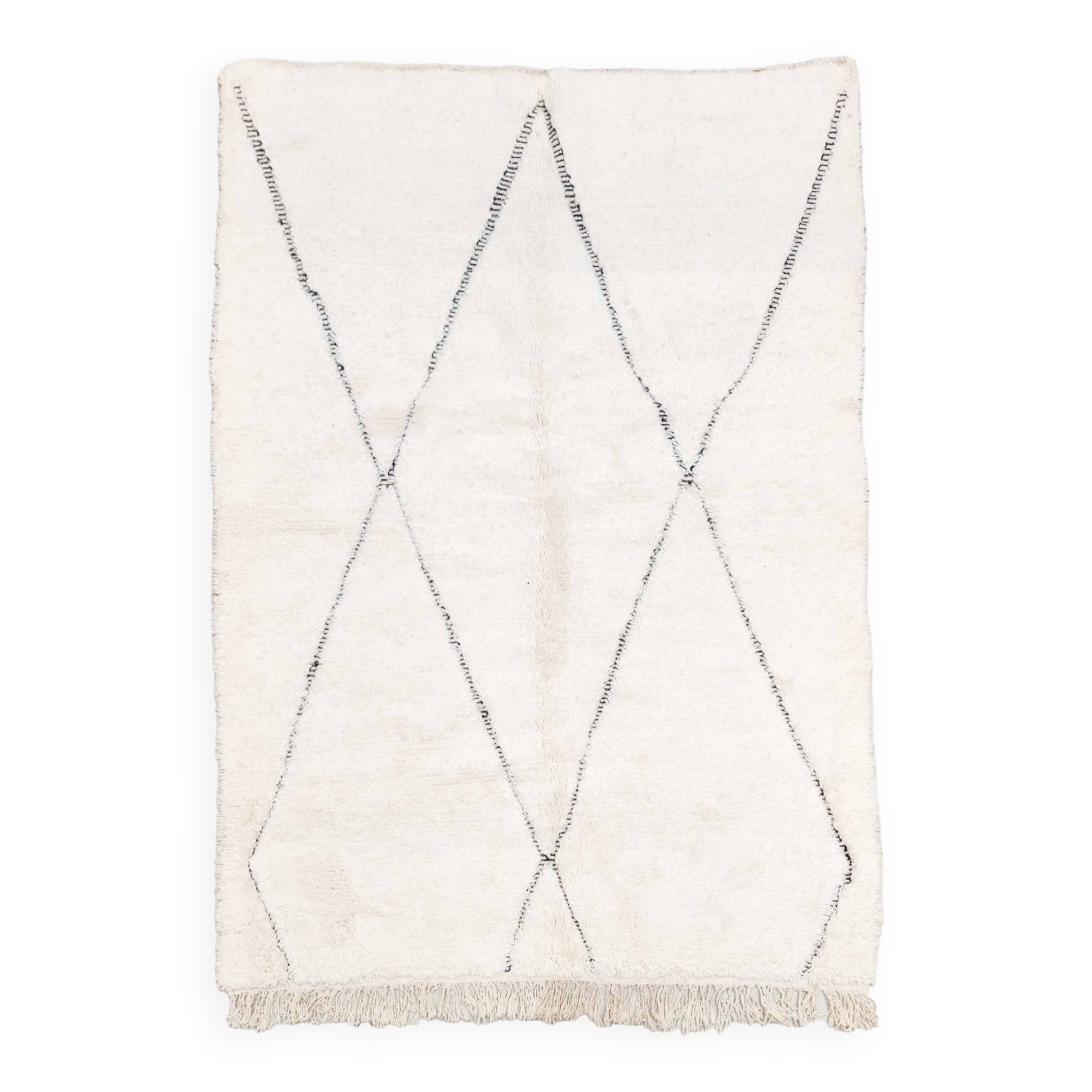 Beni Ouarain Moroccan Berber rug with engraved black diamonds 2.42x1.67m