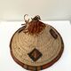 Traditional African Fulani hat in leather and woven straw