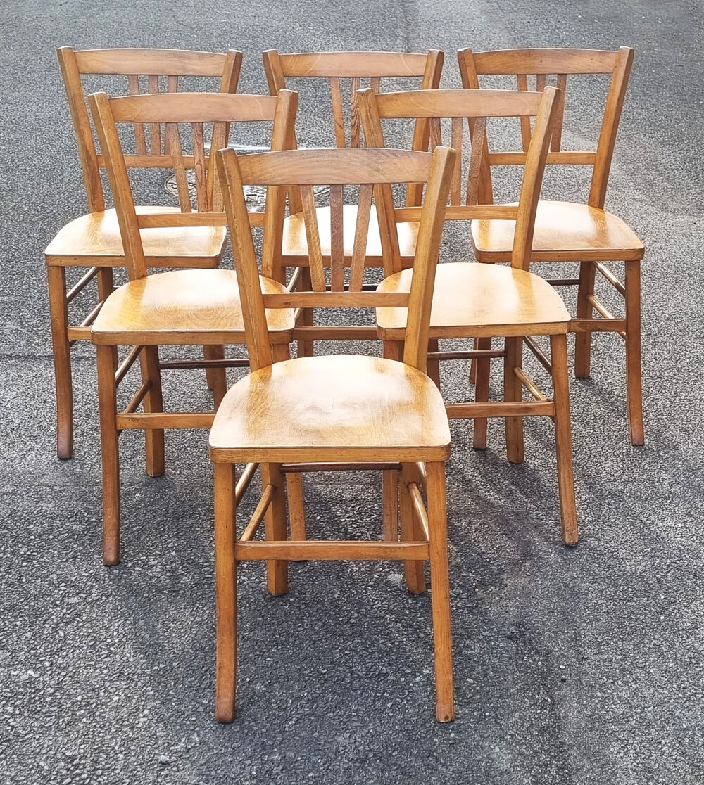 6 Luterma bistro chairs, blond wood, vintage, 50s