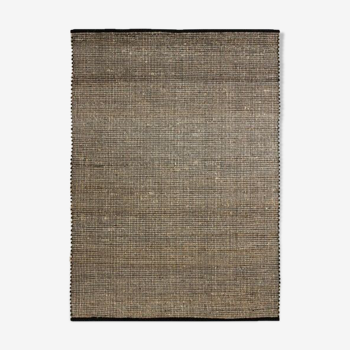 Black jute and cotton rug 160 x 230 cm