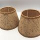 Pair of vintage burlap and braid lampshades