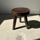 Brown solid wood stool hollow circular seat h:35cm d:30cm