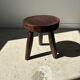 Brown solid wood stool hollow circular seat h:35cm d:30cm