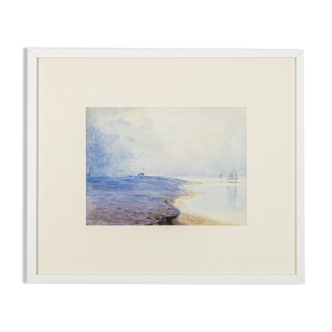 Blue coast, aquarelle on paper, 58 x 49 cm