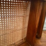 Colonial footstool, foot caned teak