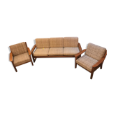 Salon complet avec canapé 3 places et une paire de fauteuils