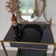 Coiffeuse style Louis XVI laiton et verre trempé