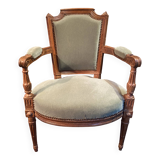 18th century Louis XVI green velvet cabriolet armchair