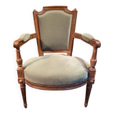Fauteuil cabriolet velours vert d'époque XVIIIe Louis XVI