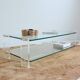 Vintage 1970s double-tier glass and plexiglass coffee table.