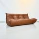 Canapé 3 places Togo en cuir cognac foncé par Michel Ducaroy pour Ligne Roset