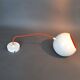 White openwork pendant light with orange interior 1970/1980.