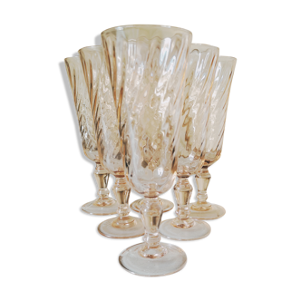 6 rosaline glass flutes