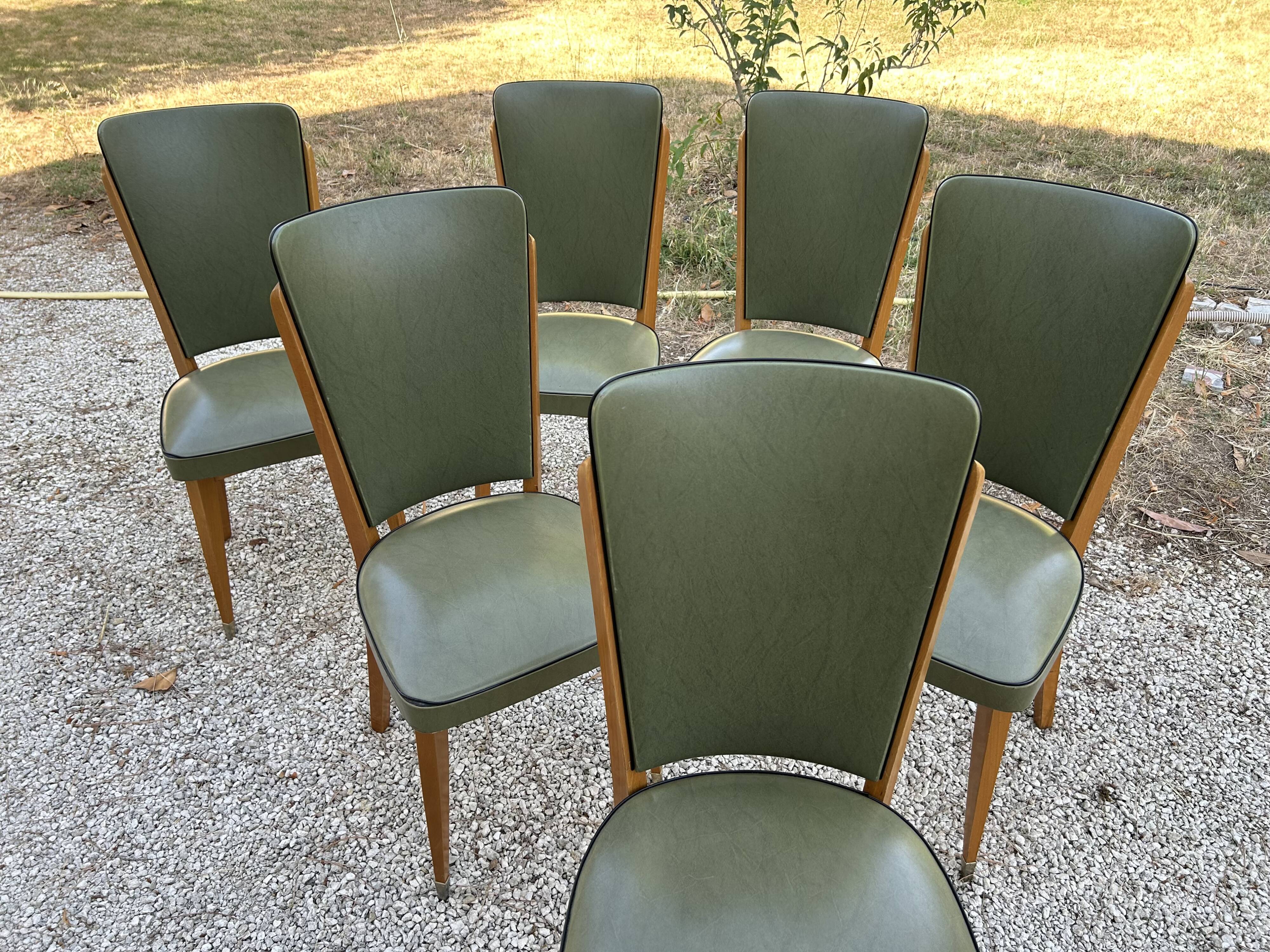 Green Skaï chair from the 1930s