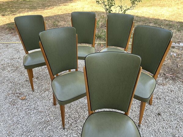 Chaise Skaï vert année 30
