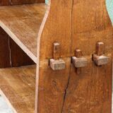 Brutalist oak shelving unit, 1950s