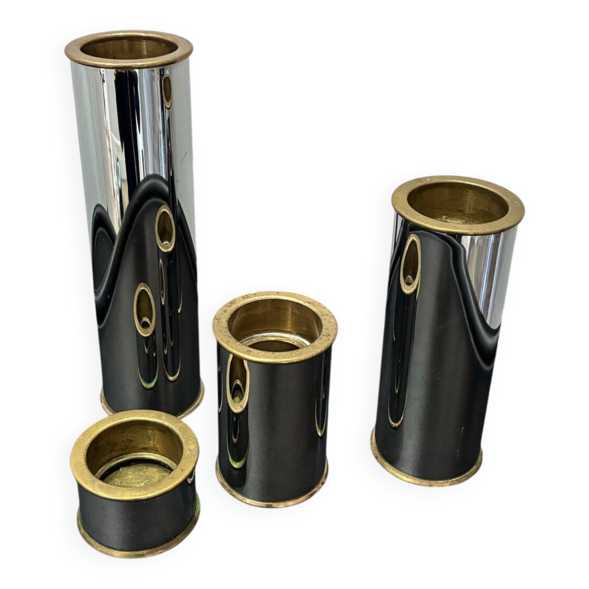Set of 4 Cylinder 2000 candle holders by Staffan Engelsson, 1970s