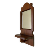 Rectangular wooden mirror with shelf, 1950s