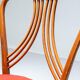 Set of 4 dining chairs in blond wood and faux leather red Italy 1950s