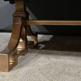 Table basse en laiton et travertin, époque Art Déco, 1930