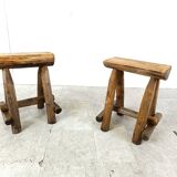 Vintage oak stools, 1970