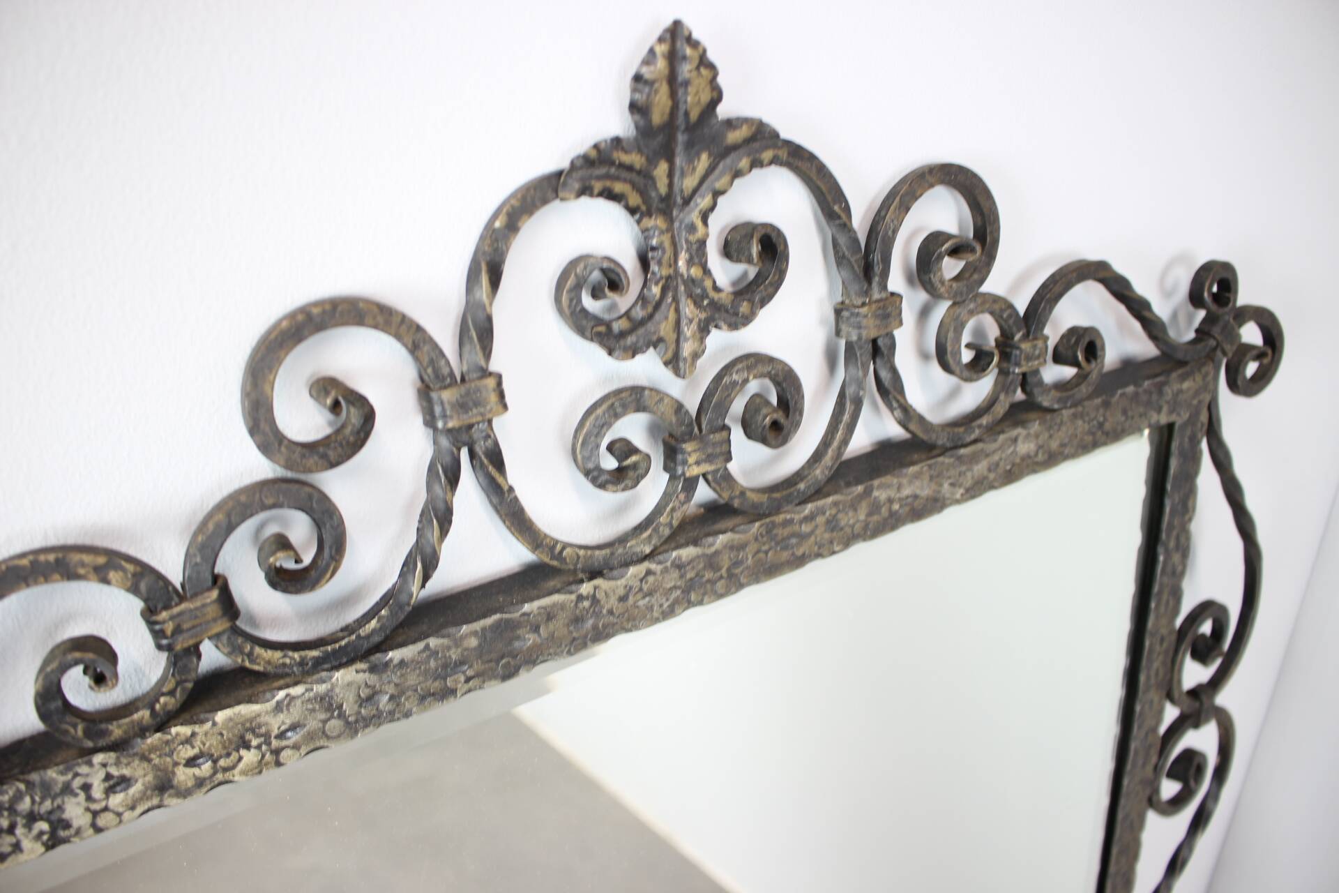 Ornamental wrought iron mirror MOKO Prague, Czechoslovakia, mid-20th century