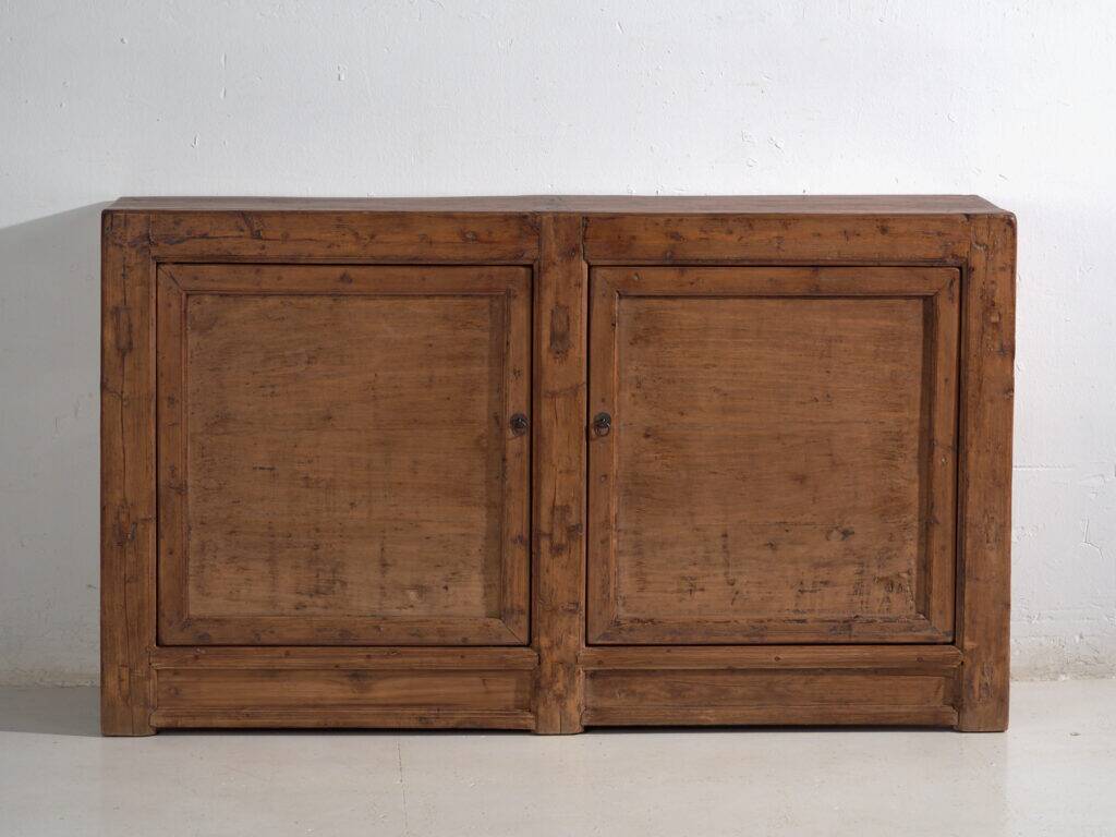 Chinese buffet high in carved pine with geometric panels – Gansu, circa 1930