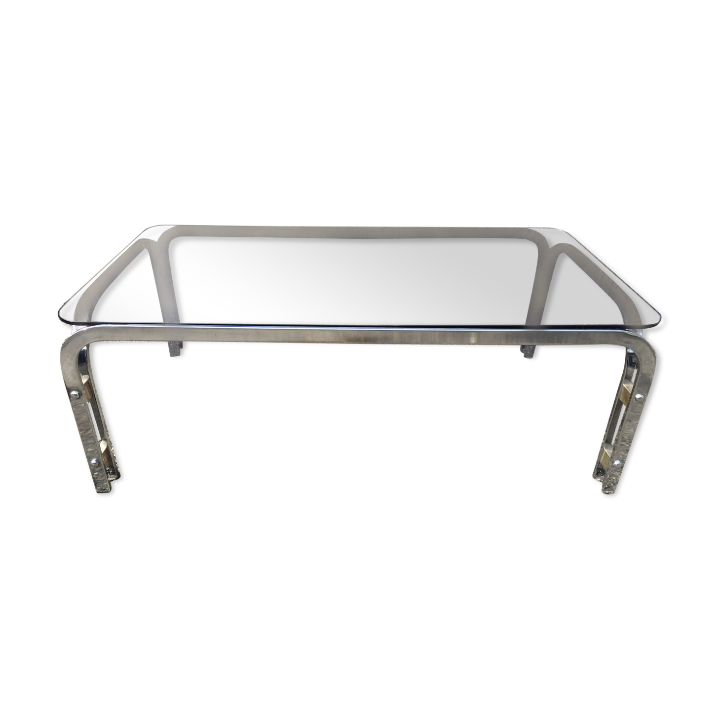Vintage coffee table smoked glass and chrome 70