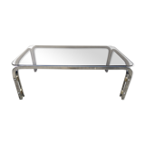 Vintage coffee table smoked glass and chrome 70