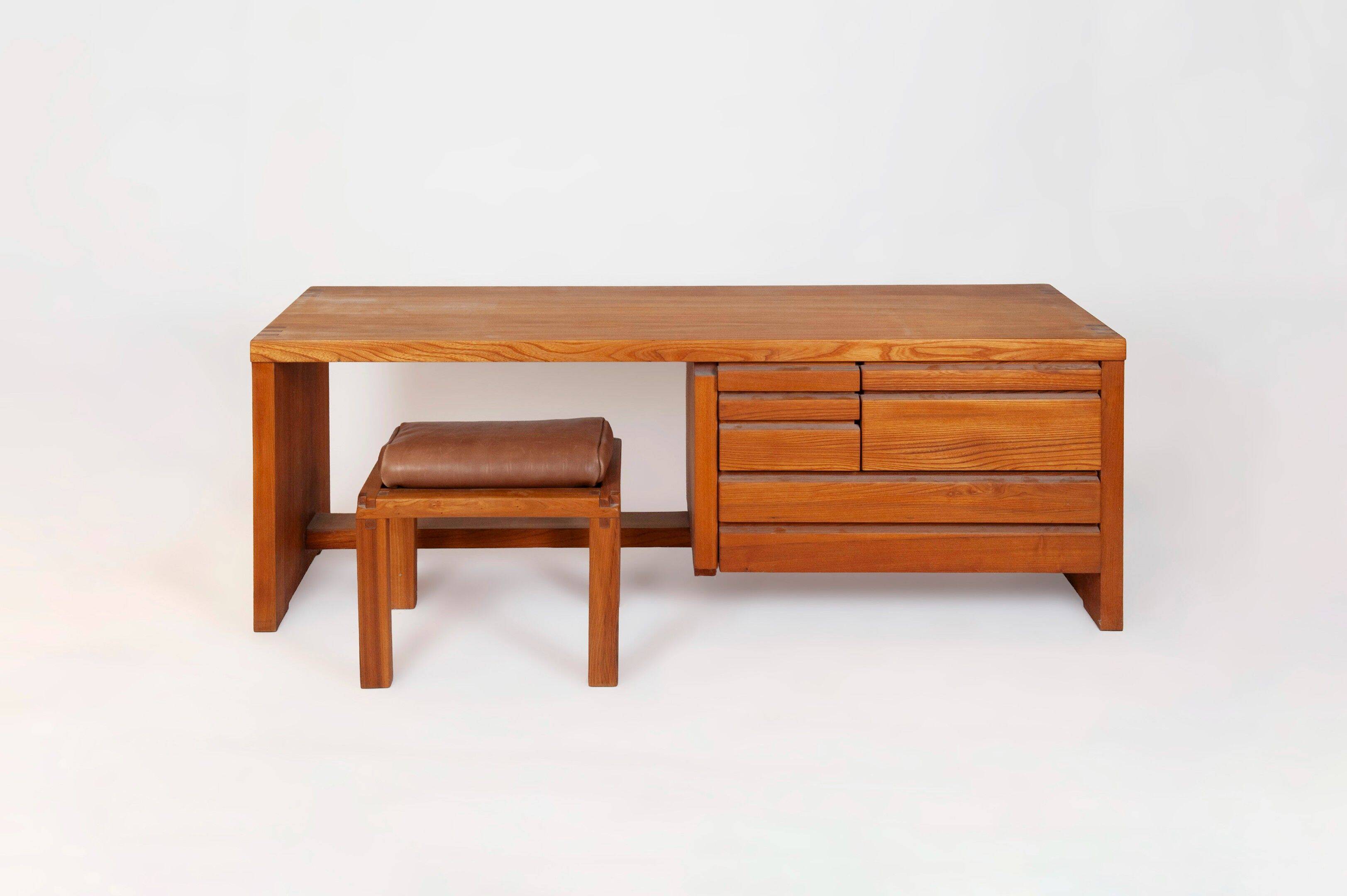 Pierre chapo, coiffeuse, tabouret et pouf 1989