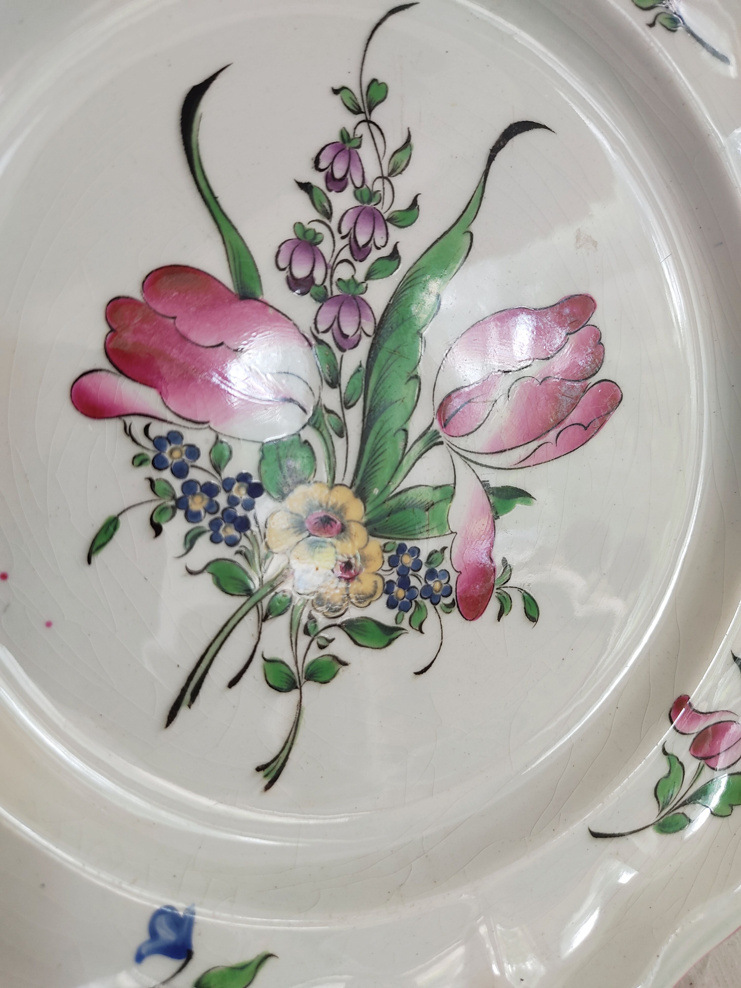 Plate Lunéville hand painted flowers