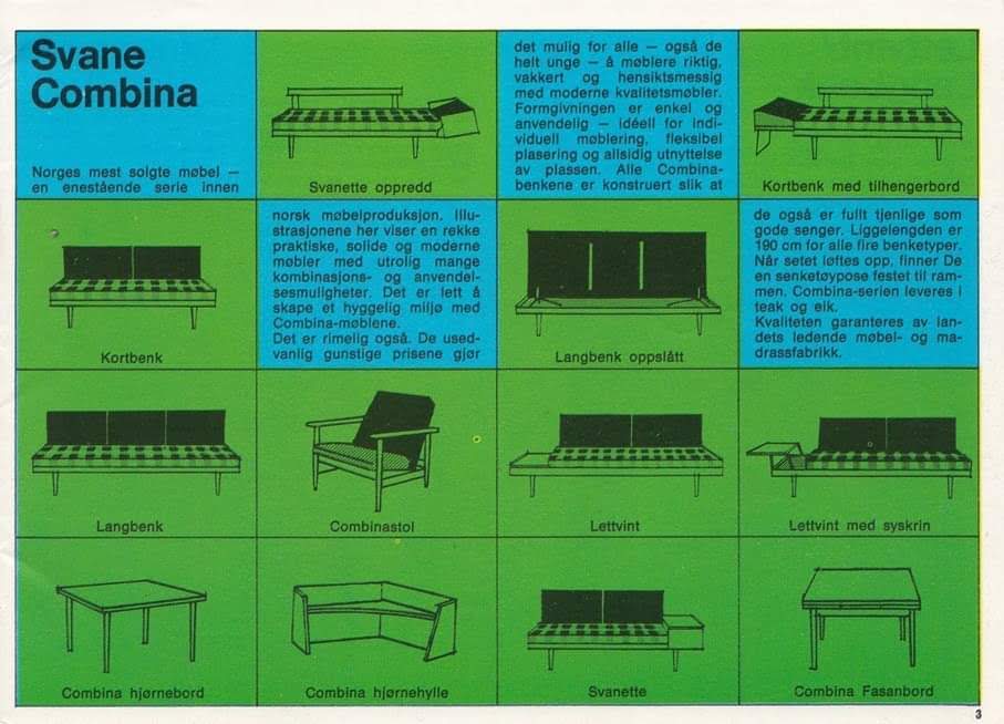 Daybed teck blue fabric Ingmar Relling by Ekornes vintage scandinavian
