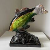 Poisson en plâtre émaillé vintage