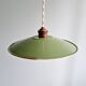 Industrial pendant light in green enamelled sheet metal, 1930s-40s