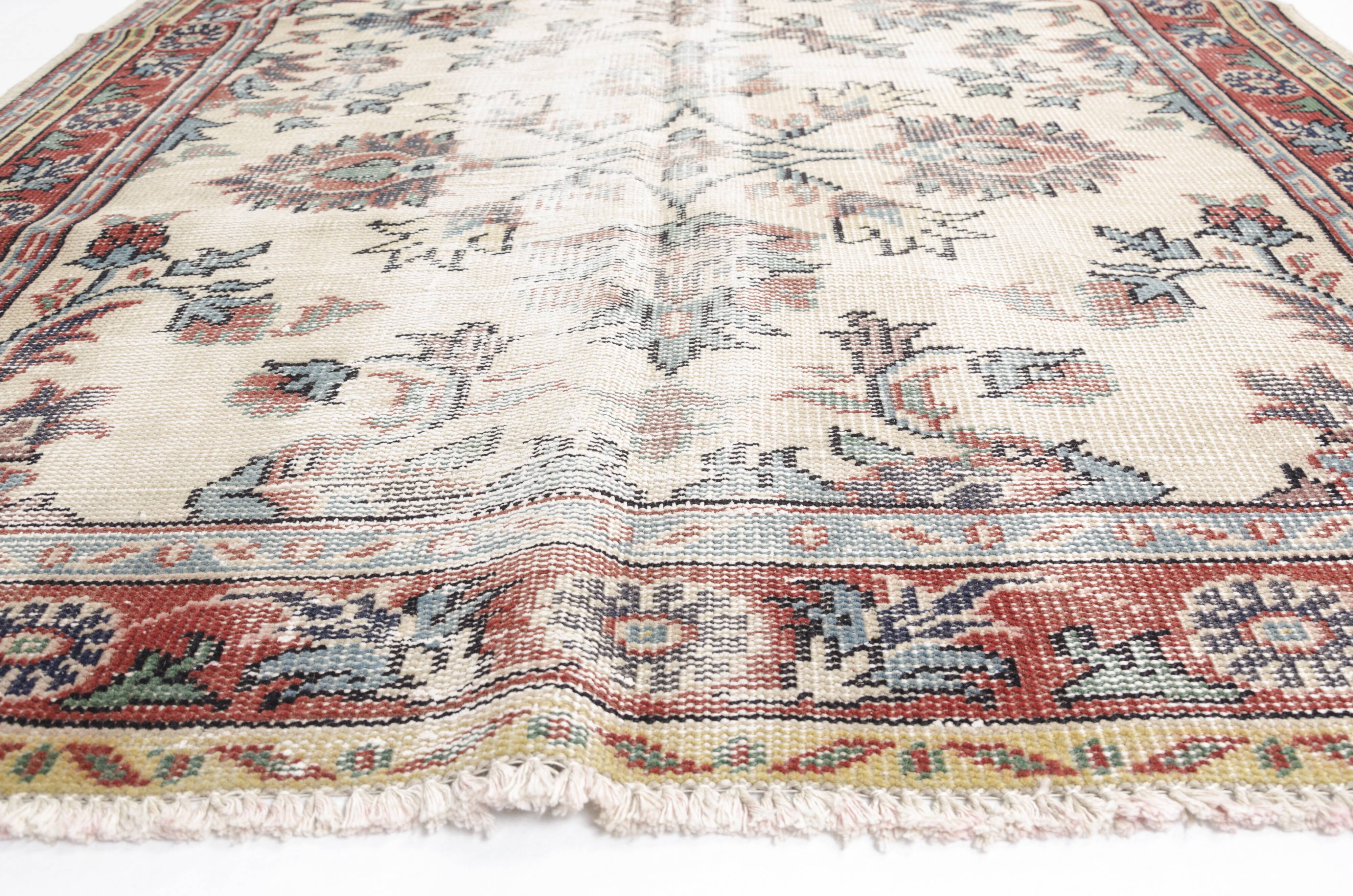 Multicolour Oushak Vintage Turkish Rug-sku-v722