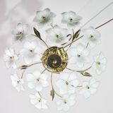 Delicious Murano Ceiling Light White Flowers, 1970