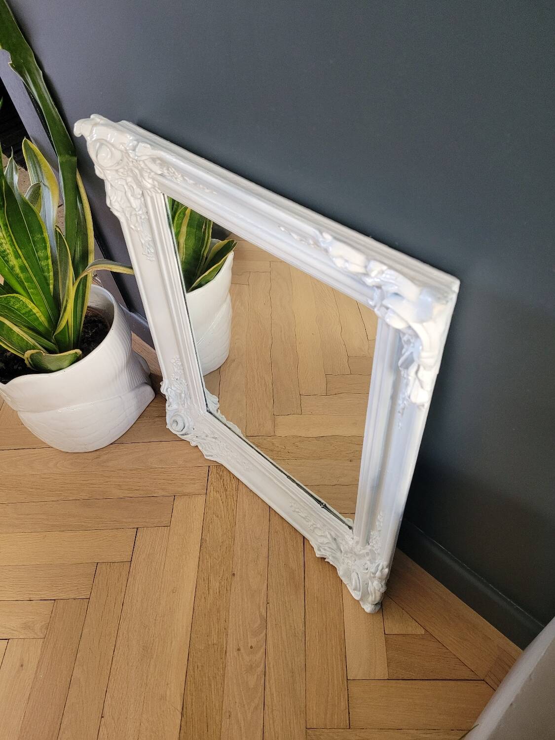 Antique mirror with painted wooden frame