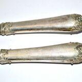 Service à poisson en Argent fourré ancien - Couvert de service gravé et guilloché Napoléon III