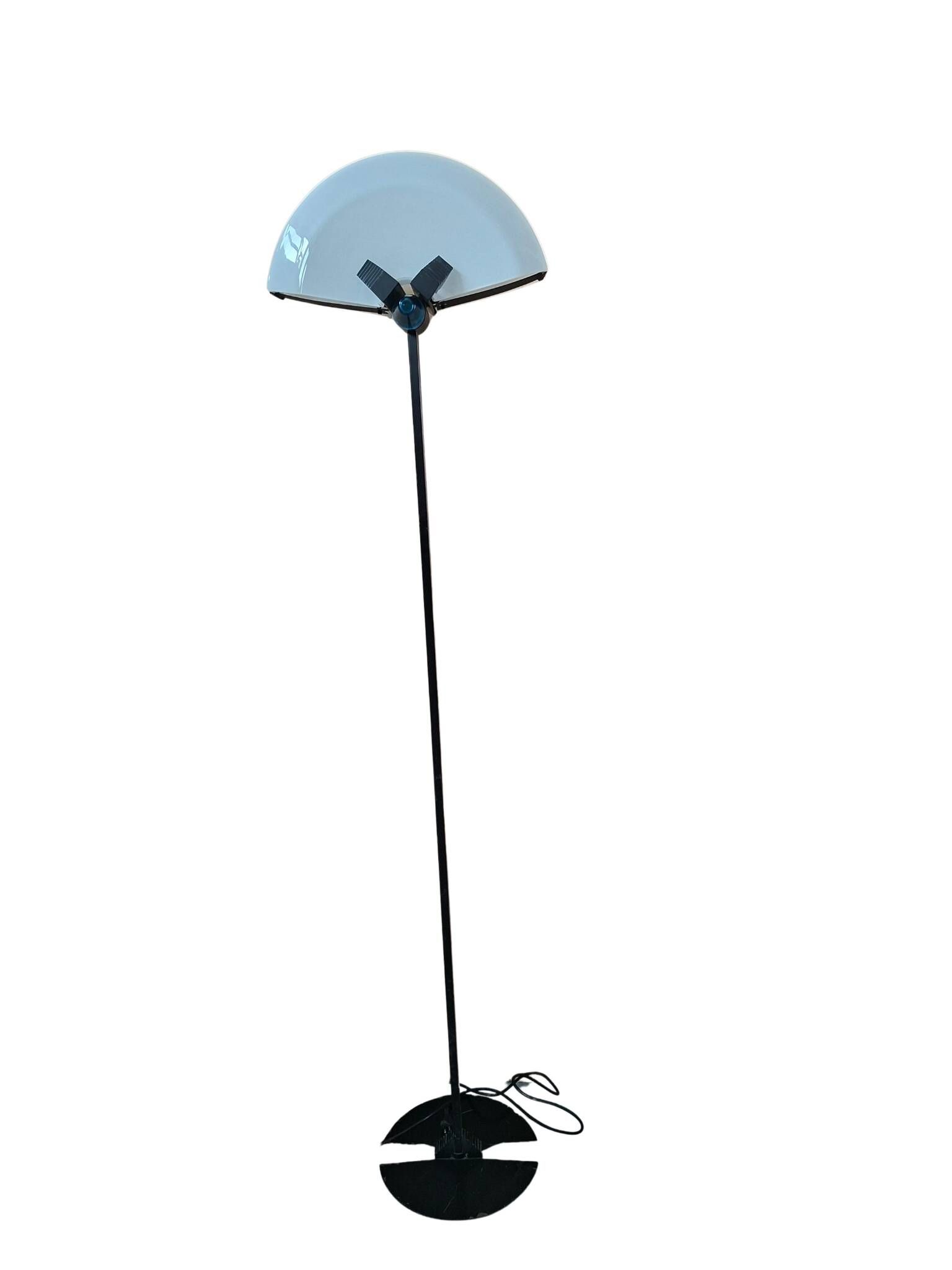 Lampe sur pied des années 70 en fer et verre de Murano, design industriel.