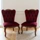 Pair of Baroque style armchairs in red velvet